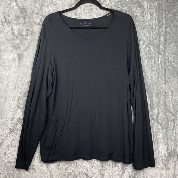 Chico's Tops - Chicos Top XL Black T Shirt Blouse Casual Beachy Coastal Stretch Minimalist